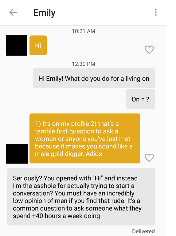 when she sends hii on bumble dating app