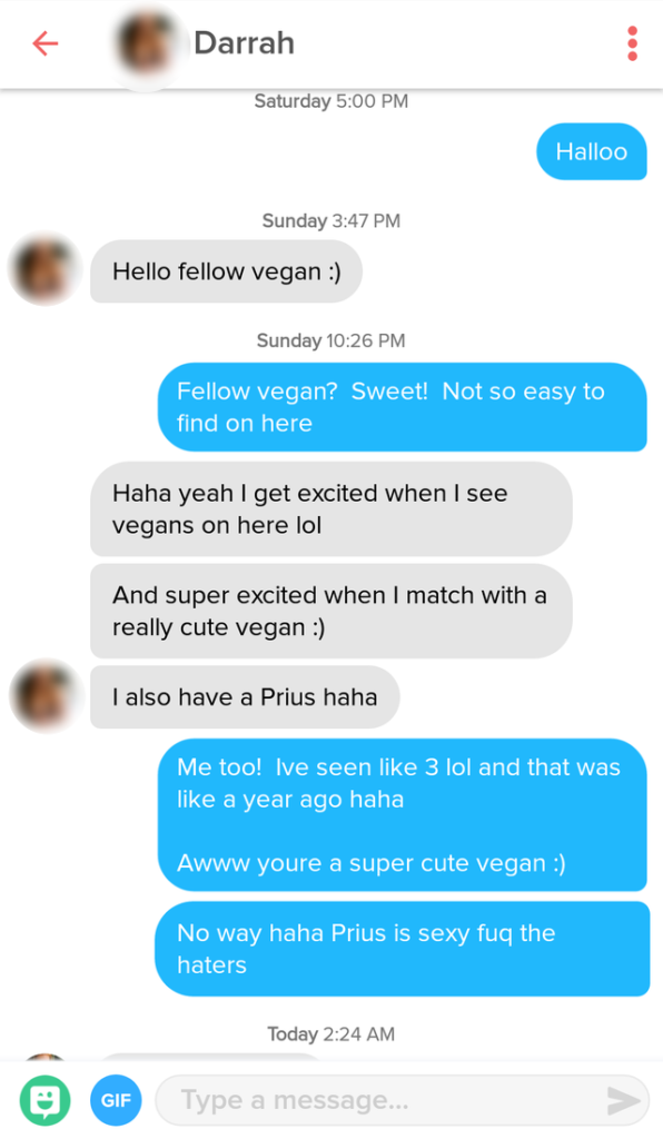 talk about food in Tinder screenshot